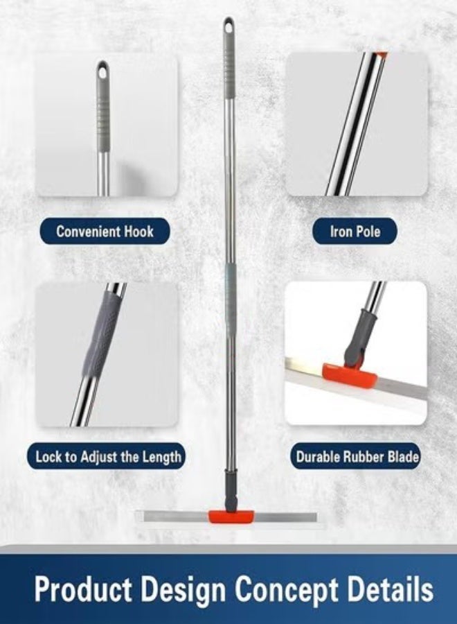 دي إم جي تك فرشاة تنظيف الأرضية فرشاة تنظيف الحمام فرشاة مطاطية مكنسة سيليكون مع تمديد للحمام حجرة أرضية دش من الطوب زجاج - Image 5